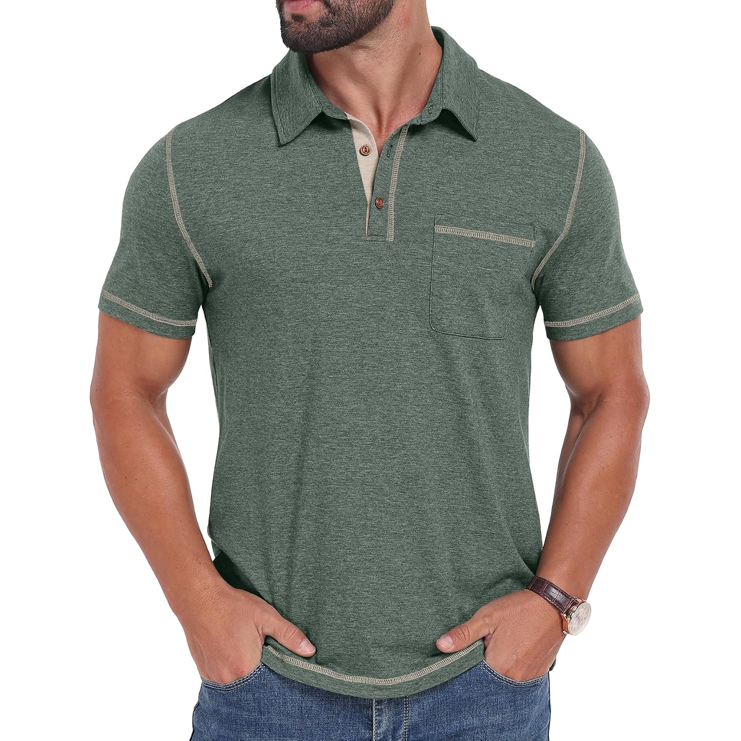 Sailwind Men'S Short Sleeve Polo Shirts Casual Summer Classic Collared Golf Shirt With Pocket