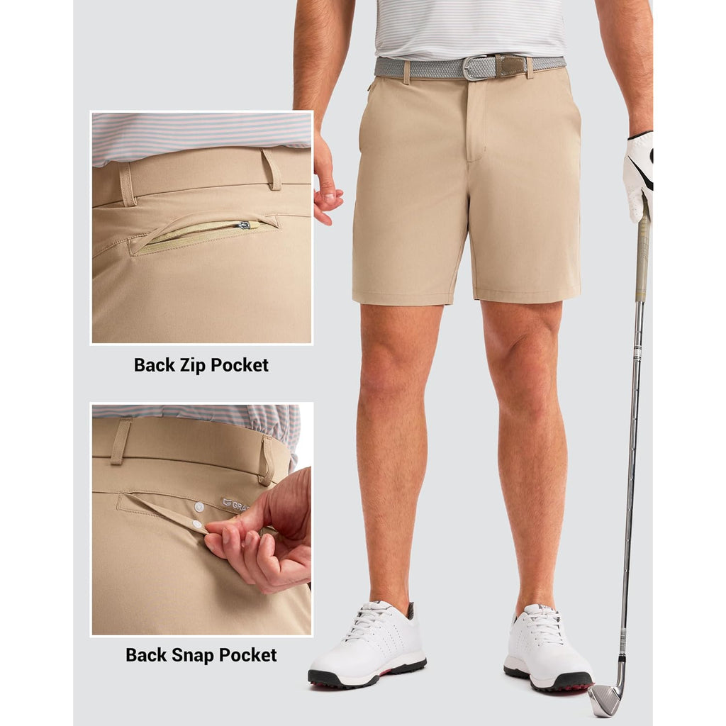 Men'S Golf Shorts 7"/ 9"/ 11" Inseam With 5 Pockets Lightweight Stretch Quick Dry Casual Dress Hybrid Short For Men
