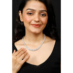 14K White Gold Lab Grown Diamond Tennis Necklace, 5.15 Carats, VS1 Clarity, E-F Color, Oval Cut 4 Prongs Fine Jewelry for Gifts