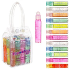 Expressions girl 12pc Roll-On Lip Gloss Set with Carrying Case – Fruity Non-Toxic Glossy Lip Makeup for Kids & Teens | Kid-Friendly Party & Best Friends Gift Set for Girls – So Fun