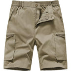 Qpngrp Men'S 9" Inseam Stretch Waist Zipper Cargo Shorts With 6 Pockets