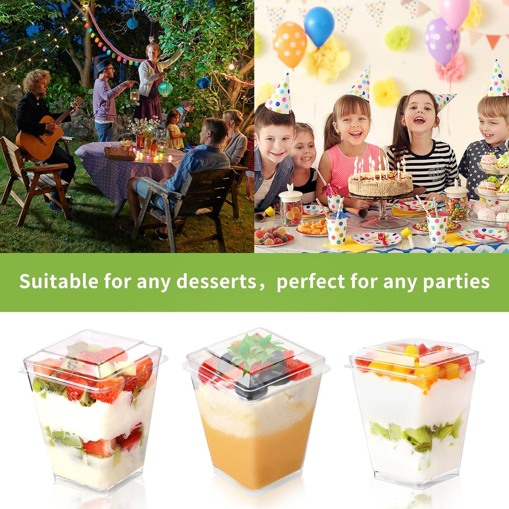 5 oz 60Pcs Plastic Dessert Cups With Lids and Spoons, Yogurt Parfait Appetizer Cups for Party, Mini Dessert Shooters for Pudding and Fruit