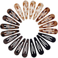 Small Hair Barrettes For Women No Slip Metal Snap Clips For Thin And Fine Hair,Matte Black Tortoiseshell,20 Pcs,1.97 X 0.5 Inch.