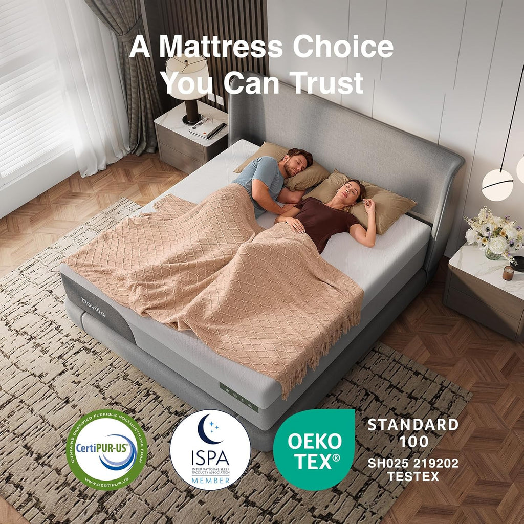 Novilla 14 Inch King Size Mattress, Gel-Infused Bliss Cooling King Memory Foam Mattress In A Box With Cool-Touch Nylon Cover, Pain Relief & Spinal Support With Certipur-Us Certified Foam