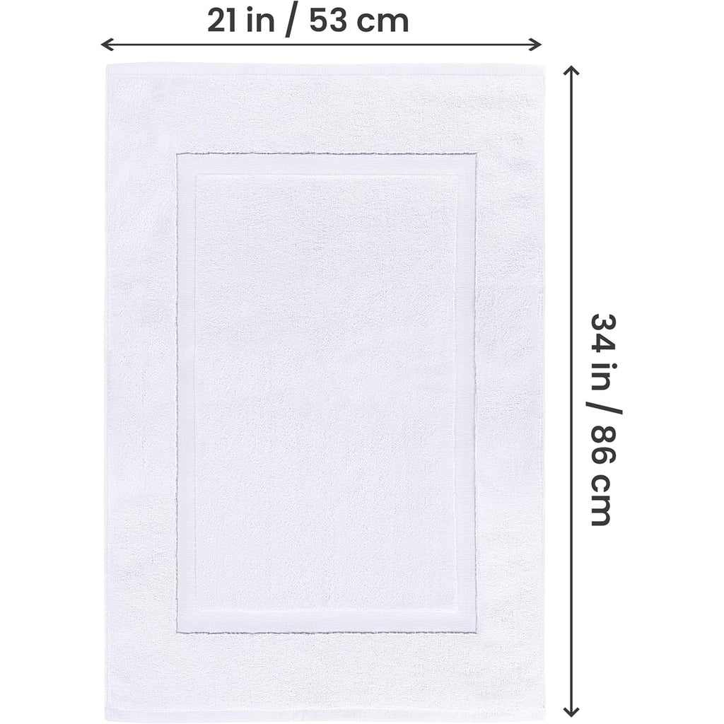 Utopia Towels Cotton Banded Rug, Bath Mats, Not a Bathroom Rug, 21 by 34 Inches, 100% Ring Spun Cotton, Highly Absorbent Shower Bathroom Floor Mat, White, 2 Pack