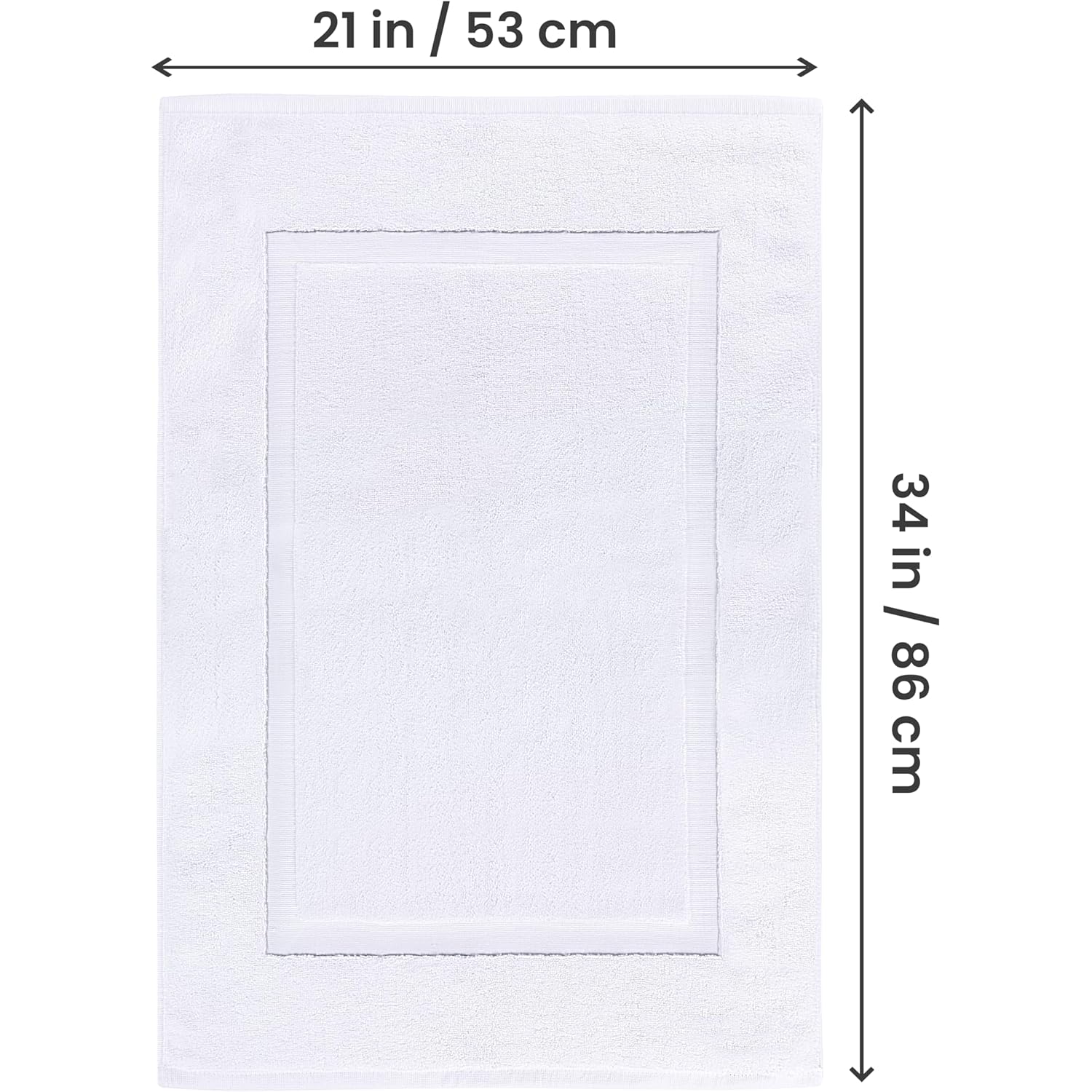 Utopia Towels Cotton Banded Rug, Bath Mats, Not a Bathroom Rug, 21 by 34 Inches, 100% Ring Spun Cotton, Highly Absorbent Shower Bathroom Floor Mat, White, 2 Pack