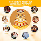 YestBuy Cupcake Stand with Yellow Led Lights, 4 Tier Cupcake Stand for 50 Cupcakes, Acrylic Cupcake Tower Stand, Clear Tiered Cupcake Holder for Birthday Cady Bar Décor Weddings, Parties Events