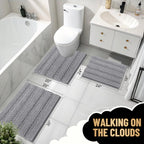 OLANLY Thick Bathroom Rugs 30x20, Extra Soft Absorbent Chenille Striped Bath Rugs, Rubber Backing, Machine Wash Dry, Bath Mats for Bathroom Floor, Tub and Shower, Home Decor Accessories, Grey
