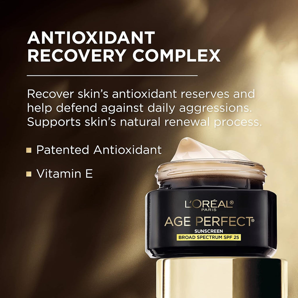 Loreal Paris Age Perfect Cell Renewal Anti-Aging Day Moisturizer With Broad Spectrum Spf 25 Sunscreen, Antioxidants, And Vitamin E 1.7Oz
