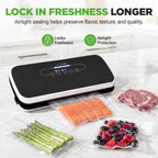 Nutrichef Automatic Vacuum Air Sealing System For Food Preservation With Starter Kit, Compact Design, Lab Tested, Dry & Moist Food Modes With Led Indicator Lights, Black