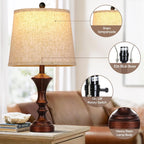 Rottogoon Retro Table Lamps Set Of 2 Nightstand Lamp For Bedroom Vintage Rustic Table Lamps For Living Room Traditional Nightstand Bedside Lamps Bulb Not Included