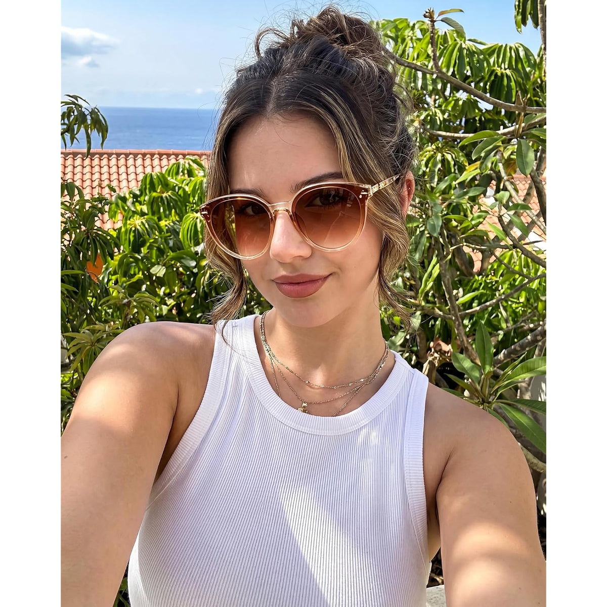 Oversized Round Sunglasses For Women Trendy Retro Vintage Shades Fashion Large Frame Sunnies Uv400 Protection