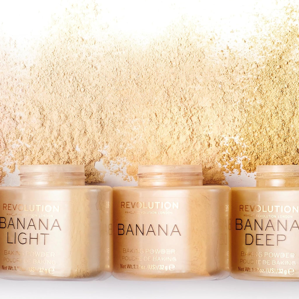 Revolution, Loose Baking Powder, Makeup Setting Powder, Long-Lasting Coverage, Mattifies & Reduces Shine, Banana Deep, 1.12 oz