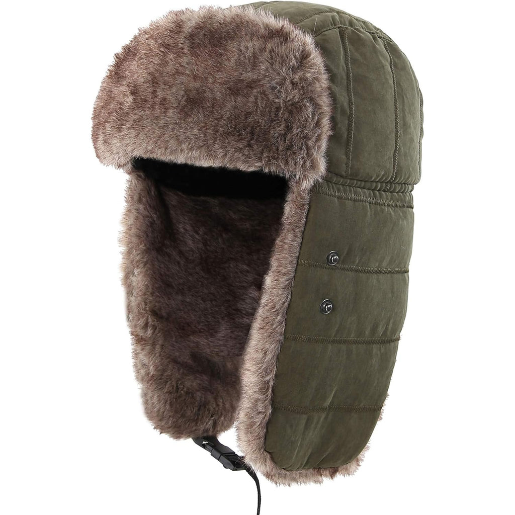 Connectyle Men's Trooper Trapper Hat Warm Winter Hats with Removable Face Mask Earflaps Faux Fur Hunting Outdoor Hat