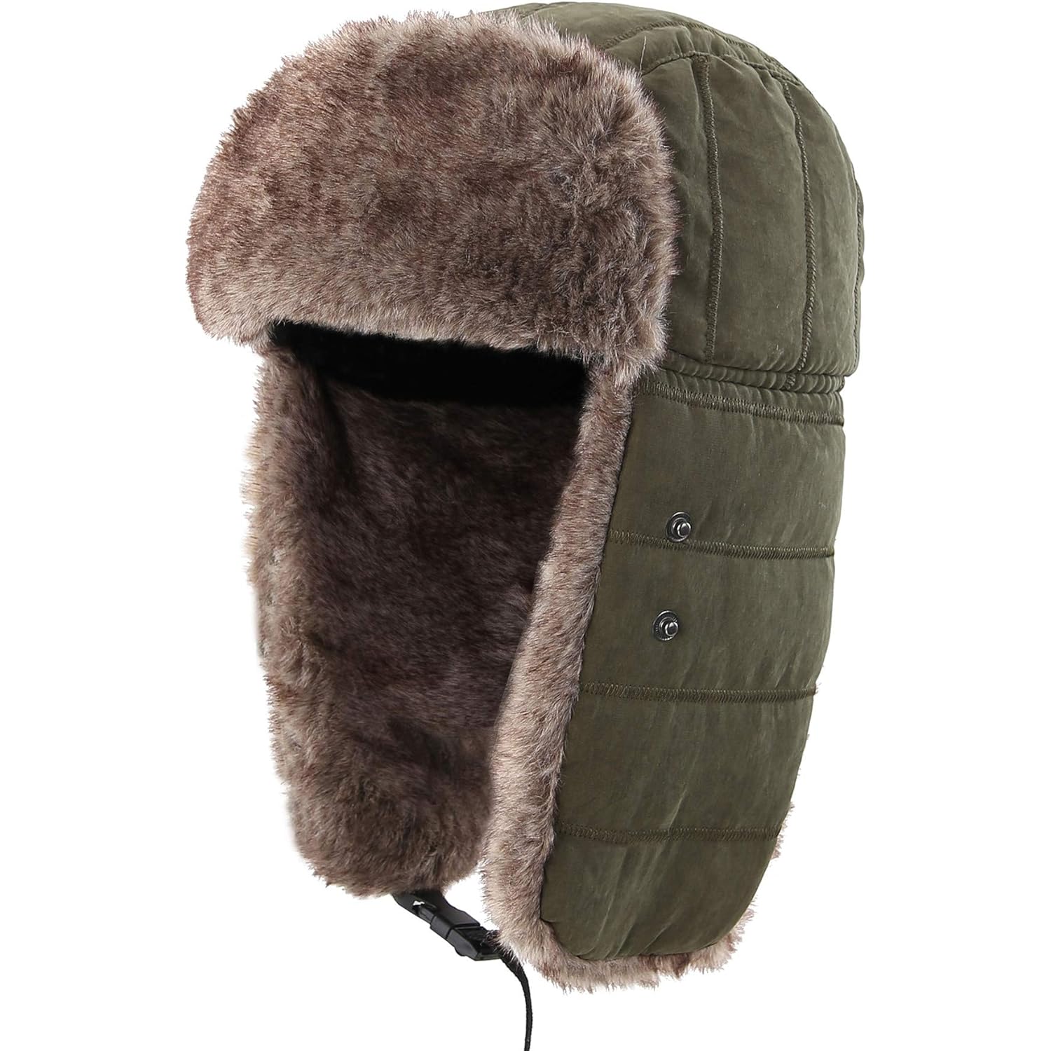 Connectyle Men's Trooper Trapper Hat Warm Winter Hats with Removable Face Mask Earflaps Faux Fur Hunting Outdoor Hat