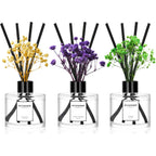 Reed Diffuser Set Of 3 Pack,Lavender Eucalyptus/White Jasmine/Lemongrass Scented Oil Diffuser With 24 Sticks(1.7 Fl Oz Each Pack),Air Freshener For Bedroom Bathroom Office | Shelf Decor