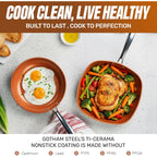 GOTHAM STEEL 20 Pc Ceramic Cookware Set, Copper Pots and Pans Set Non Stick with Bakeware, Cooking Utensils, and Steamer, Oven and Dishwasher Safe