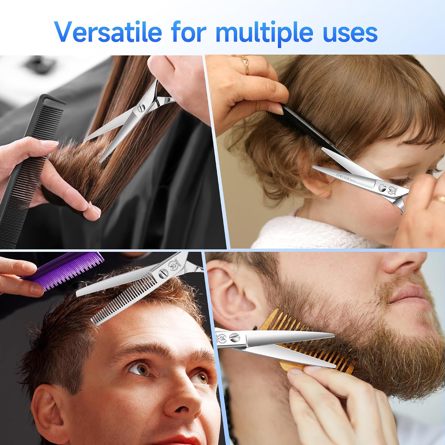 5.5'' Hair Cutting Scissors Set, Professional 440C Stainless Steel Barber Shears Kit With Cutting & Thinning Scissors, 9 Pcs Hairdressing Tools For Men Women Salon Home Use