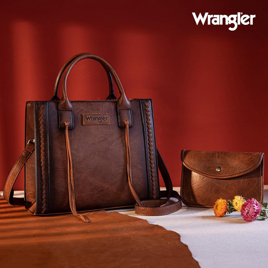 Wrangler Tote Bag for Women Western Cowhide Purse and Wallet Set