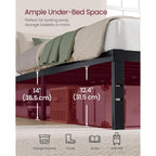 VASAGLE Twin Metal Bed Frame 14 Inches Tall, 550 lb Weight Capacity, No Box Spring Needed, with Under-Bed Storage, Easy Setup, Heavy-Duty Platform Bed, Mattress Retainers, Matte Black URMB653BD02S
