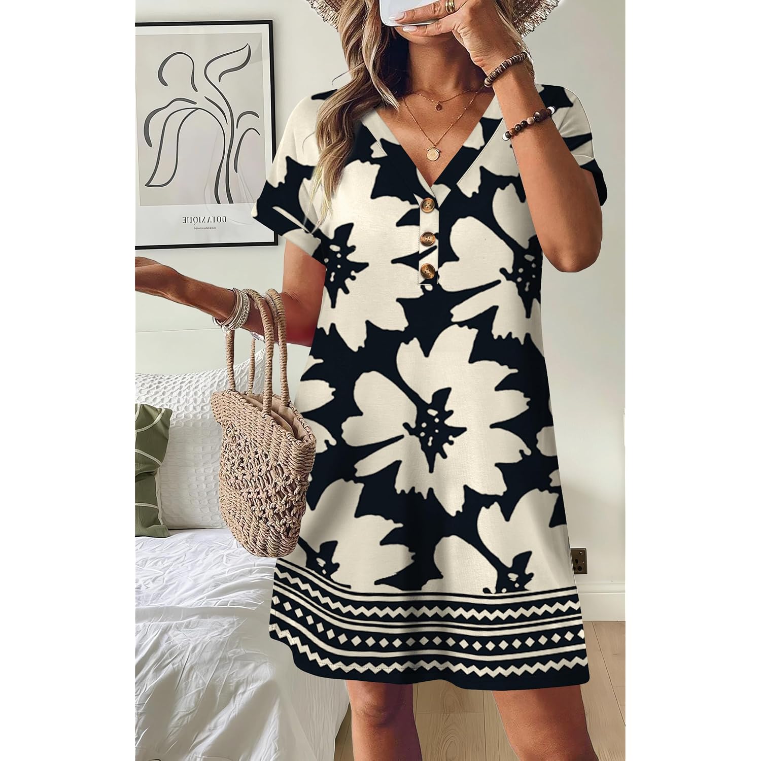 Wiholl Summer Dresses For Women With Sleeves Midi Dress Button Down Beach Vacation Casual Dresses Fashion Clothing