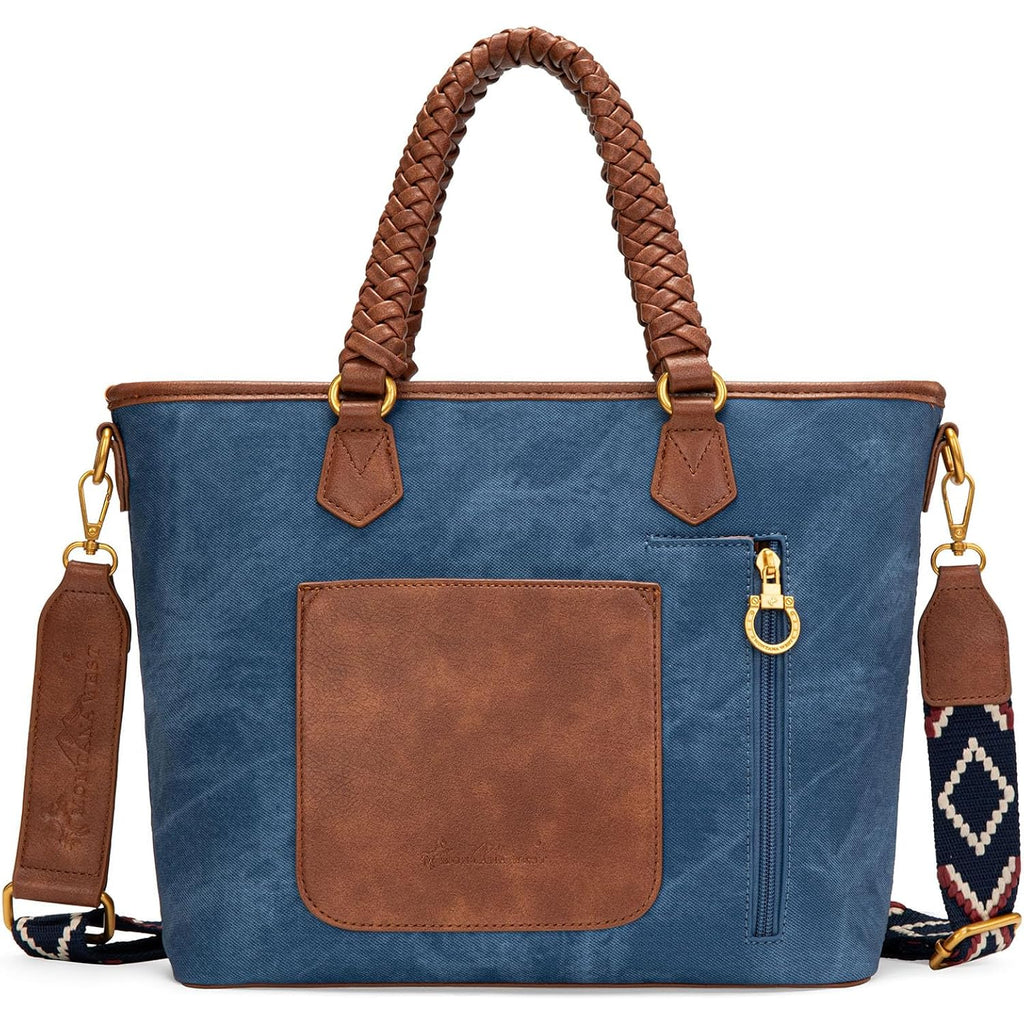 Montana West American Flag Tote Bag For Women Vintage Patriotic Western Shoulder Purse With Braided Top Handles