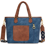 Montana West American Flag Tote Bag For Women Vintage Patriotic Western Shoulder Purse With Braided Top Handles