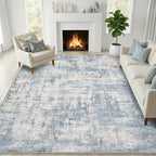 8X10 Area Rugs Washable Living Room Rug-No Slip Soft Carpets Modern Abstract Coastal Beach Indoor Floor Stain Resistant Large Carpet For Bedroom Dining Room Farmhouse Nursery Home Office Blue