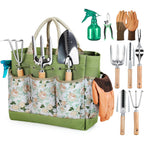 Gardening Tools 9-Piece Heavy Duty Garden Hand Tools With Fashion And Durable Garden Tools Organizer Handbag, Rust-Proof Garden Tool Set, Ideal Gardening Gifts For Women