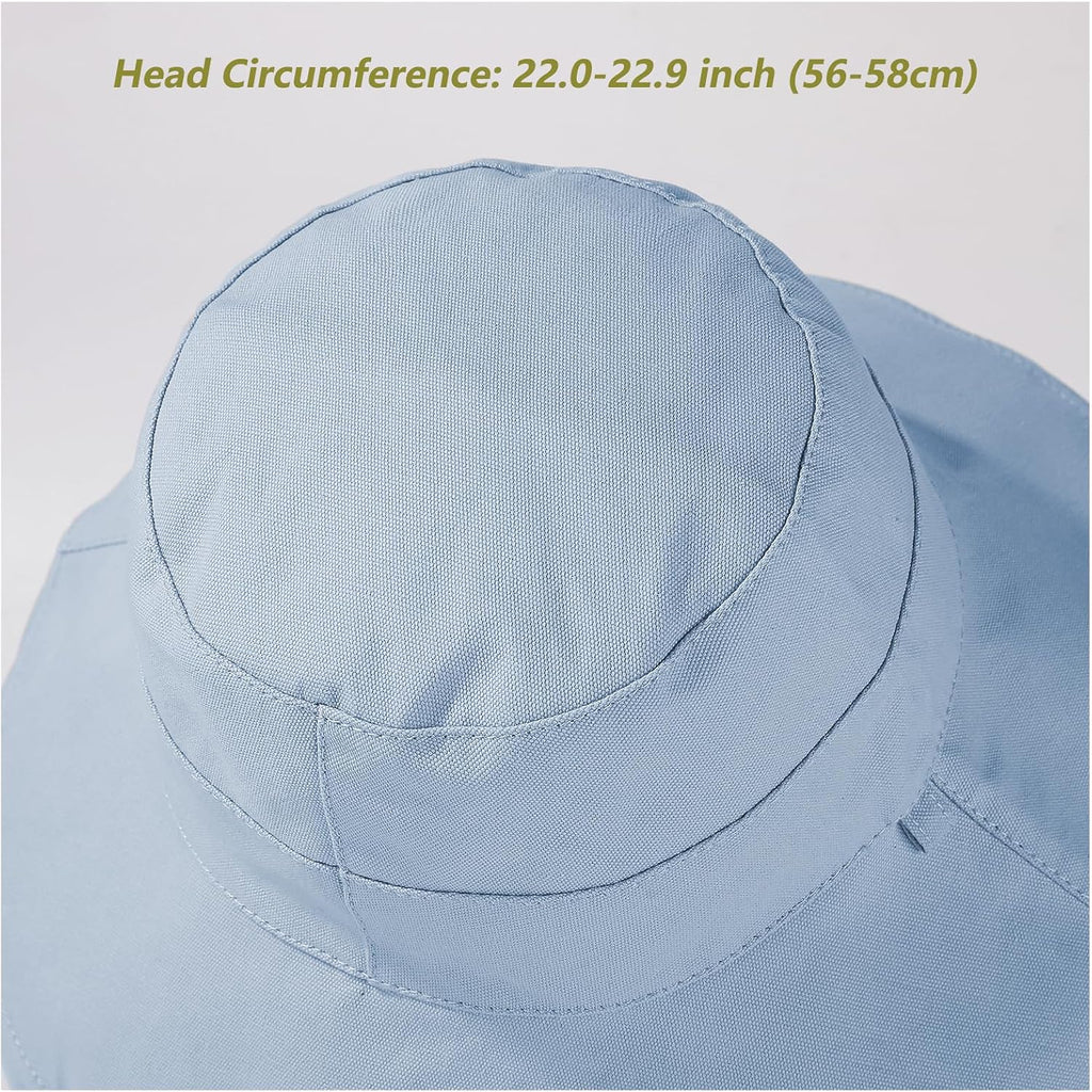 vidsel Womens Sun Hats Wide Brim Reversible Bucket Cotton Hat Packable Summer Travel Cap with Hat Clip,UV Protection Blue