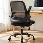 Neo Chair Office Chair Gaming Desk Computer Mesh Ergonomic Chair With Flip-Up Arms Comfy Lumbar Support Adjustable Height Rolling Wheels Chair For Home Office (Black)