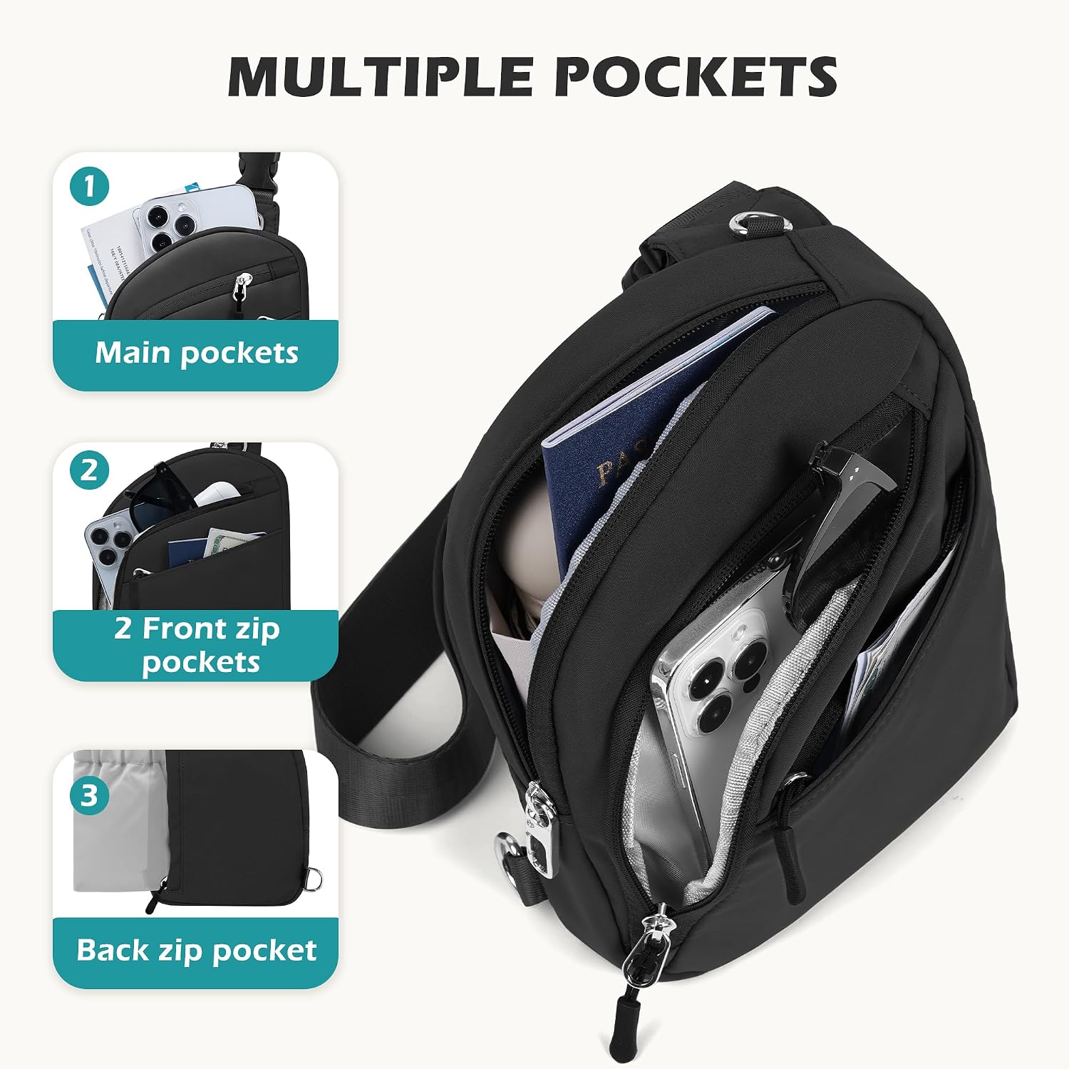 Anti Theft Crossbody Bags For Women Men, Small Sling Crossbody Bag Travel Purse Shoulder Wallet With Rfid Blocking