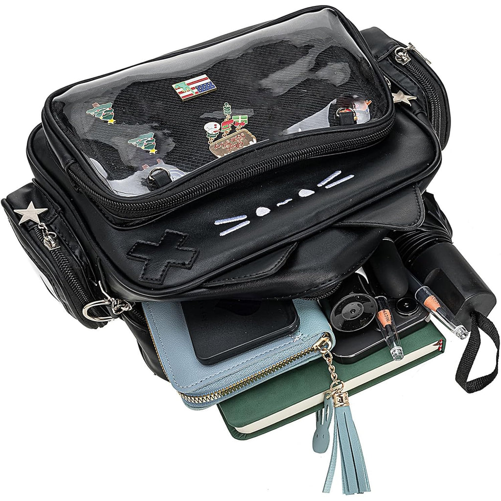 Kawaii Cat Ita Bag Crossbody Shoulder Backpack With Insert Pin Display | Protect Dolls & Enamel Pins, For Daily Trips And Kpop Concert Outings