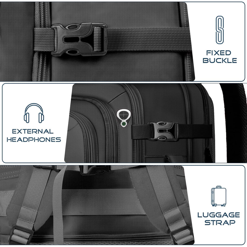 Travel Backpack, Expandable Carry On Backpack For Men, Tsa 17.3 Inch Laptop Bag Flight Approved, Lightweight Business Luggage Bag, Travel Gifts For Men Women, Black