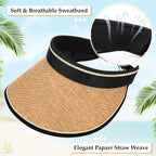 12 Pack Wide Brim Sun Visor Hats for Women UPF 50+ Foldable Straw Beach Hat UV Protection for Travel, Vacation