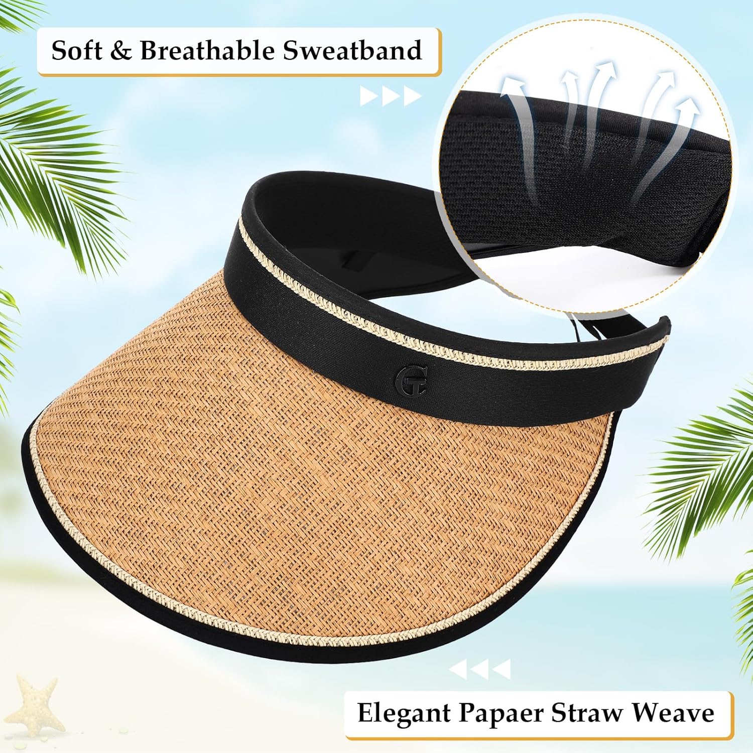 12 Pack Wide Brim Sun Visor Hats for Women UPF 50+ Foldable Straw Beach Hat UV Protection for Travel, Vacation