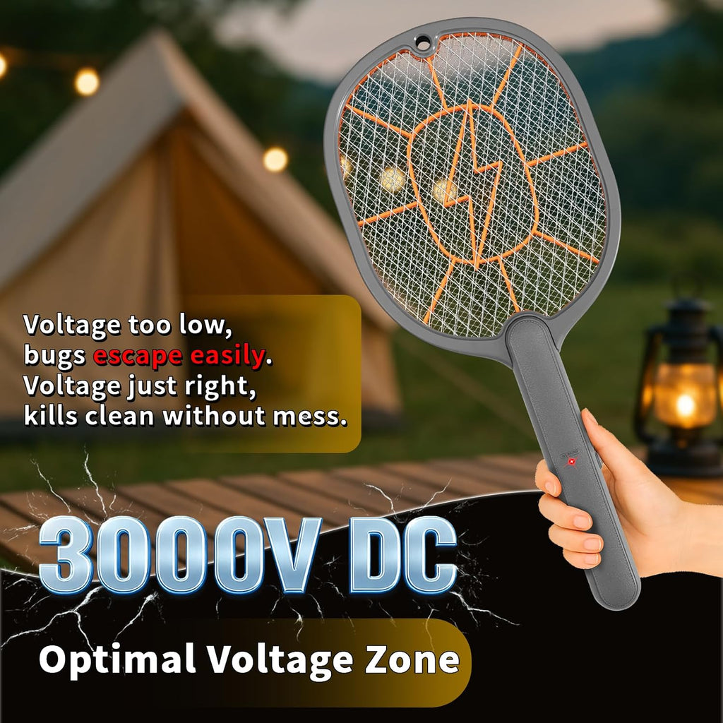 2-Pack Electric Fly Swatter – Battery Powered Mosquito & Bug Zapper Racket With Safe Mesh & Wall-Mount Design For Indoor And Outdoor Use (Black & Gray)