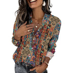 Zeagoo Button Down Shirts For Women Dressy Floral Printed Long Sleeve Blouse Business Casual Work Tops