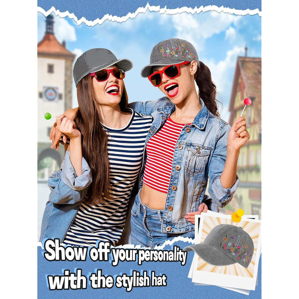 Biggun Trendy Embroidered Baseball Cap for Girls Women Men - Adjustable Soft Breathable Hats for Casual Wear
