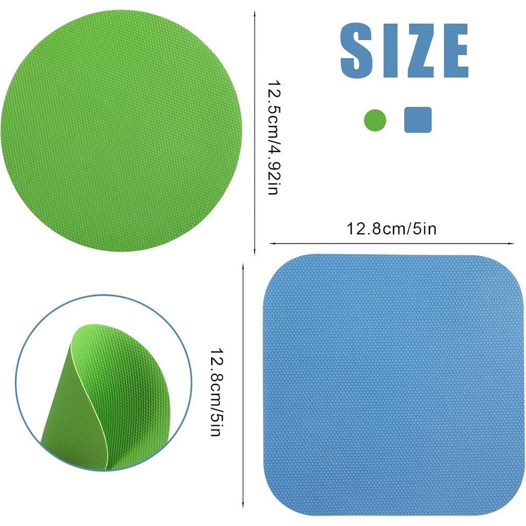 Luter 4Pcs Jar Opener, Rubber, Multi-Function Silicone Bottle Opener For Seniors With Weak Hands Lid Cap Gripper Pads Kitchen Coasters Gadgets(Light Blue, Green)