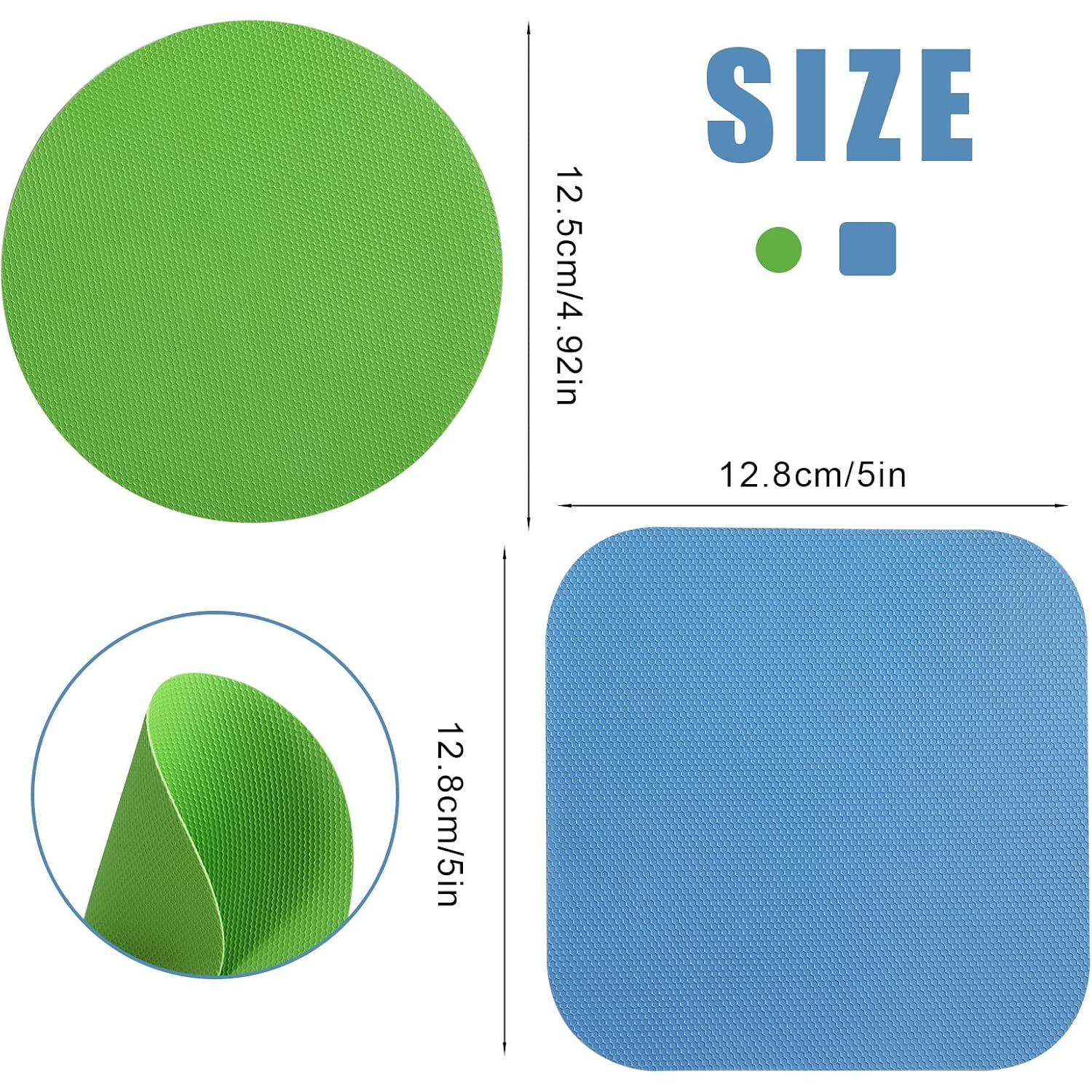 Luter 4Pcs Jar Opener, Rubber, Multi-Function Silicone Bottle Opener For Seniors With Weak Hands Lid Cap Gripper Pads Kitchen Coasters Gadgets(Light Blue, Green)