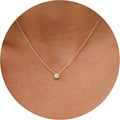 Galis Dainty Necklace - Silver, Gold Plated 18" Choker for Women with Dainty Small Round Faux Diamond Necklace Pendant, Necklaces Women with CZ Solitaire Lobster Clasp, Minimalist Gift