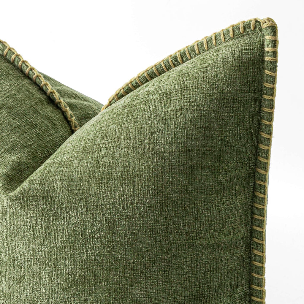 Miulee Pack Of 2 Couch Throw Pillow Covers 18X18 Inch Sage Green Farmhouse Decorative Pillow Covers With Stitched Edge Soft Chenille Solid Dyed Summer Pillow Covers For Sofa Bed Living Room