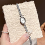 Fashion Vintage Gold Oval Quartz Watches For Women - Alloy Steel Band Slim Bracelet - Roman Numerals Numbers - Dainty Elegant Dress Wristwatch Waterproof