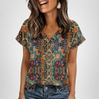 Zeagoo Womens Summer Tops Rolled Short Sleeve V Neck Shirts Casual Dressy Business Work Blouses Outfits Boho-mz721