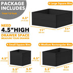 Spaceaid Drawer Organizer Clothes, 12 Pack Dresser Organizer Bins For Nursery, Closet Organization And Storage Dividers For Clothing, Baby Clothes, Underwears, Socks (Black)