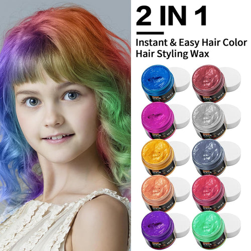 10Pcs Temporary Hair Color Wax for Christmas Party, Daily Party Cosplay Stocking Stuffers DIY Washable Hair Chalk Natural Instant Hair Color for Women Temporary Hair Dye for Kids Teens Women Men 40g