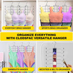 Metal Tank Top Hanger 2 Pack, Space Saving Bra Organizer With 24 Easy Access Hooks, 360° Swivel Closet Organizers And Storage, Apartment College Dorm Room Essentials, Small Space Organization Solution