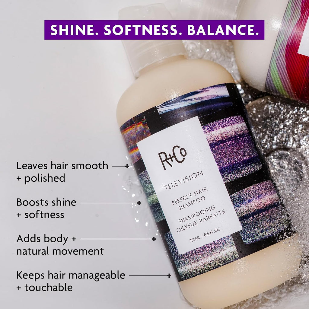 R+Co Television Perfect Hair Shampoo – Hydrating & Smoothing Hair Cleanser, Adds Shine & Softness, All Hair Types
