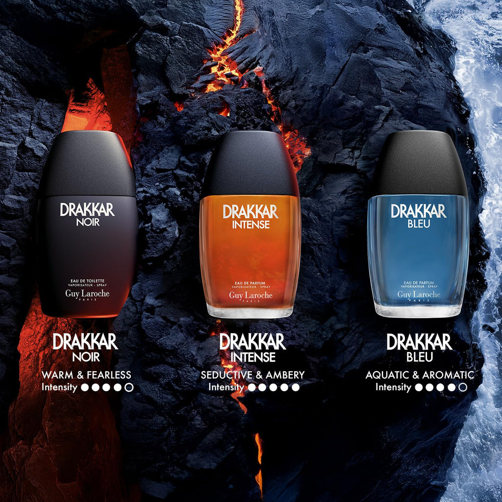 Guy Laroche Drakkar Bleu - Iconic Designer Fragrance - Powerful, Aquatic & Fresh Eau de Parfum - Aquatic Fougère - Long Lasting Mens Cologne - Day and Evening Scent 3.4 Fl Oz